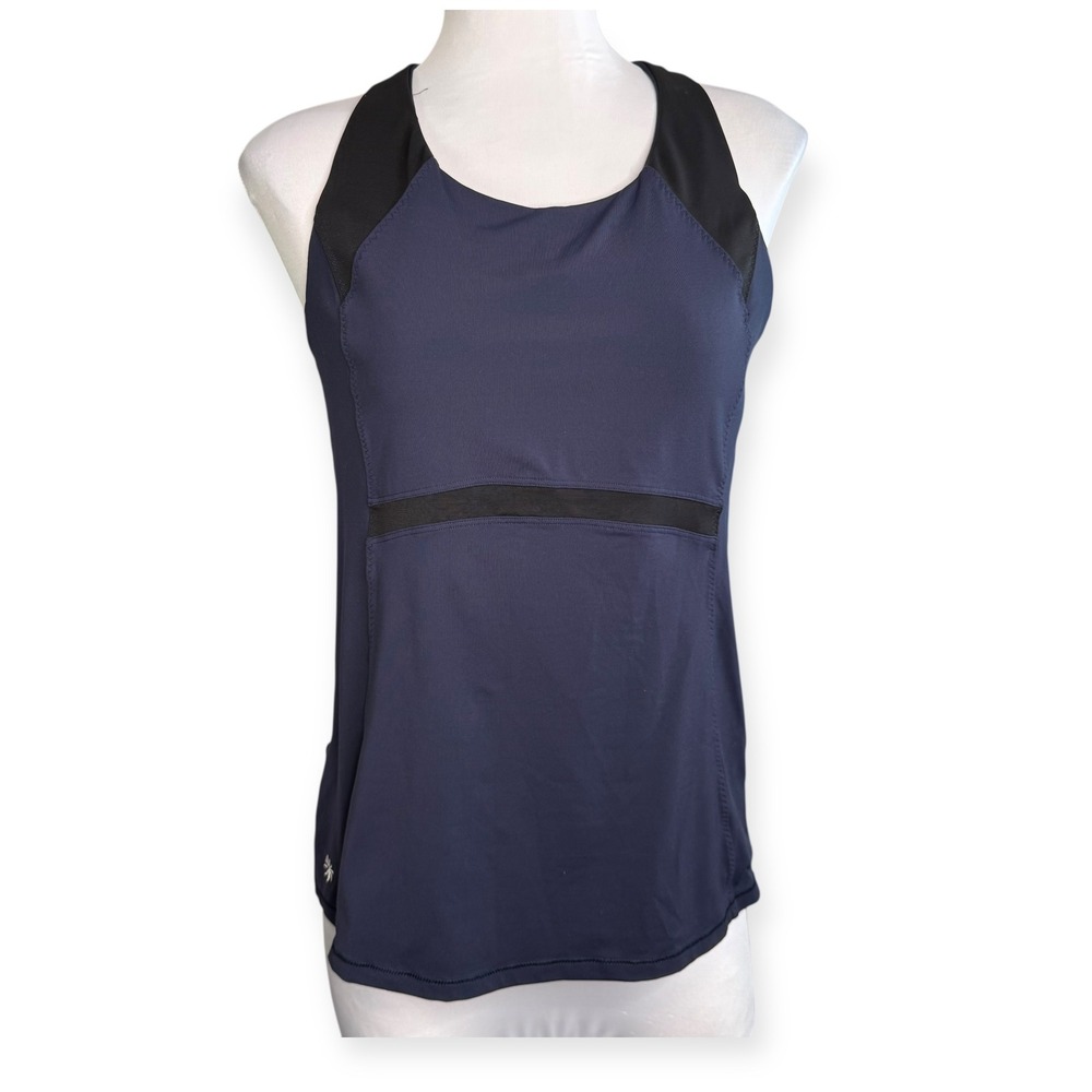 Athleta Ace Racer Mesh Pocket Tank Top Blue Large